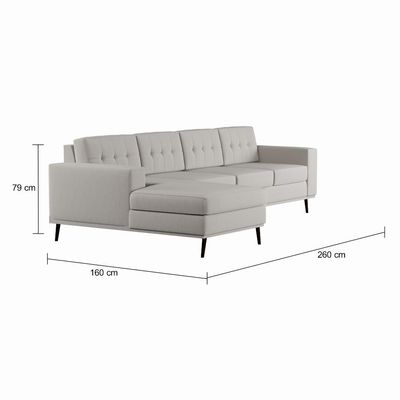 Sofá 4 Lugares Alive com Chaise Esquerdo Pé Palito Linho Cotton Cru