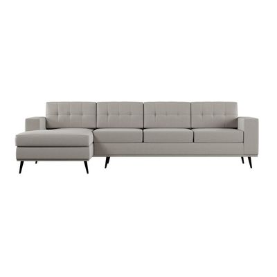 Sofá 4 Lugares Alive com Chaise Esquerdo Pé Palito Linho Cotton Cru