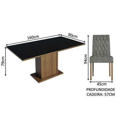 Conjunto Sala De Jantar Mesa Tampo De Madeira 6 Cadeiras