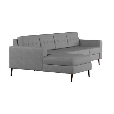 Sofá 4 Lugares Life com Chaise Esquerdo Pé Palito Linho Cotton Cinza