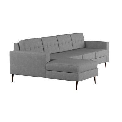 Sofá 4 Lugares Surprised com Chaise Esquerdo Pé Palito Linho Cotton Cinza