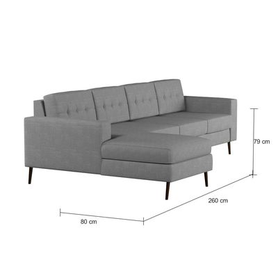 Sofá 4 Lugares Surprised com Chaise Esquerdo Pé Palito Linho Cotton Cinza