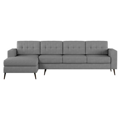 Sofá 4 Lugares Surprised com Chaise Esquerdo Pé Palito Linho Cotton Cinza