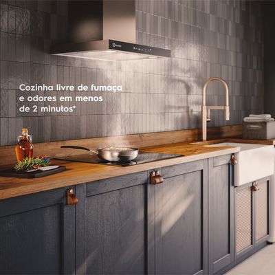 Coifa de Parede Electrolux 60cm Inox Experience com Inteligência Artificial e Alto Poder Sucção (CE6TF) 220V