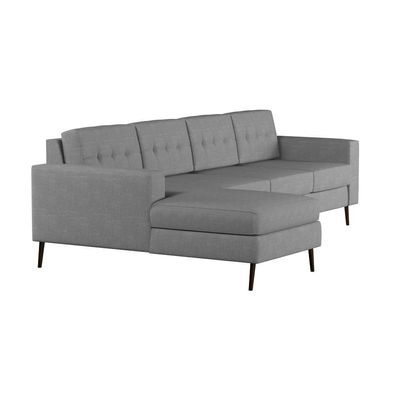 Sofá 4 Lugares Leave com Chaise Esquerdo Pé Palito Linho Cotton Cinza