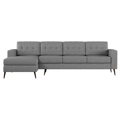 Sofá 4 Lugares Leave com Chaise Esquerdo Pé Palito Linho Cotton Cinza