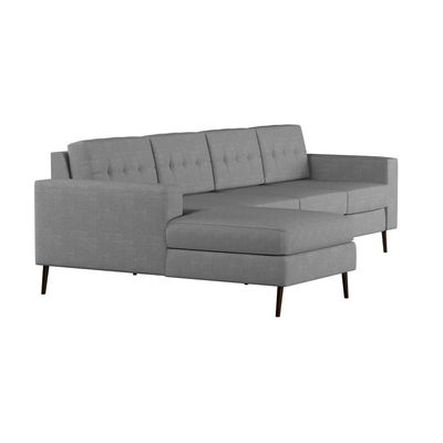 Sofá 4 Lugares Live com Chaise Esquerdo Pé Palito Linho Cotton Cinza