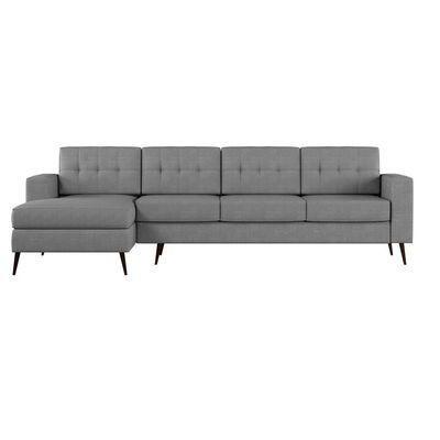 Sofá 4 Lugares Live com Chaise Esquerdo Pé Palito Linho Cotton Cinza