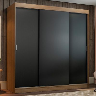 Guarda Roupa Casal Reno 3 Portas de Correr Espelhos Madesa
