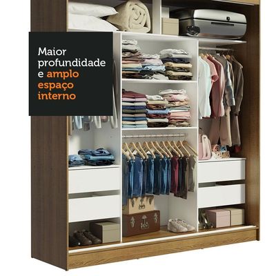 Guarda Roupa Casal Reno 3 Portas de Correr Espelhos Madesa