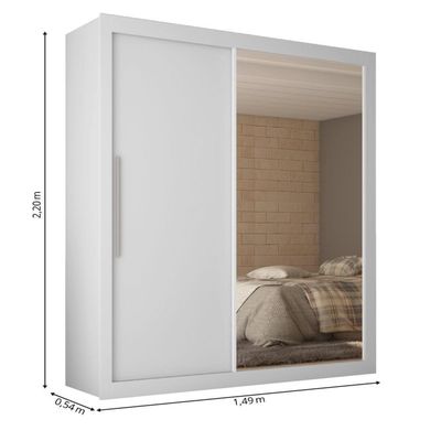 Guarda Roupas 2 Portas Solteiro Real Branco Acetinado