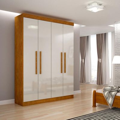 Guarda-Roupa Solteiro Malibu 4 PT Imbuia e Off White