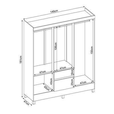 Guarda-Roupa Solteiro Sória 6 Portas 2 Gavetas Amêndola