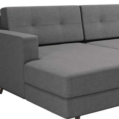 Sofá 4 Lugares Living com Chaise Esquerdo Pé Palito Linho Cotton Cinza
