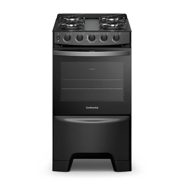 Fogão 4 Bocas Continental Preto Automático com TOPLimpaFácil e Mesa de Vidro (FC4FP) Bivolt