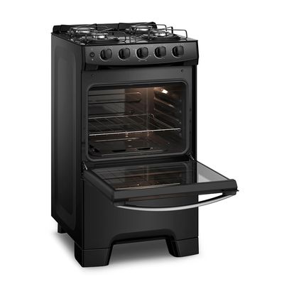 Fogão 4 Bocas Continental Preto Automático com TOPLimpaFácil e Mesa de Vidro (FC4FP) Bivolt