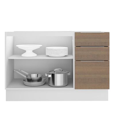 Balcão de Pia Stella 2 Portas 3 Gavetas Branco Rustic Madesa
