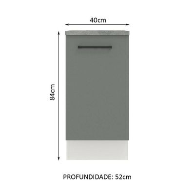 Balcão Madesa Agata 40cm 1 Porta Branco Cinza