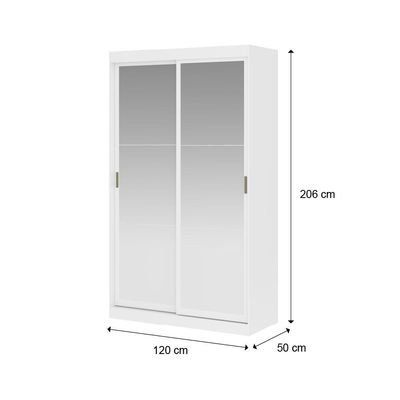 Guarda Roupa Solteiro 2 Portas 2 Gav Espelho Branco Carraro