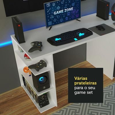 Mesa Gamer Branca e Painel para TV até 58 Polegadas Madesa