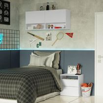 Armário Aéreo Para Quarto Com Nicho E Prateleira 120cm Branco Madesa Branco