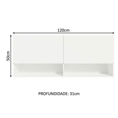 Armário Aéreo Para Quarto Com Nicho E Prateleira 120cm Branco Madesa Branco