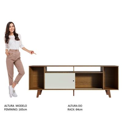 Rack para TV até 65" Cancun com Pés Rustic/Branco Madesa