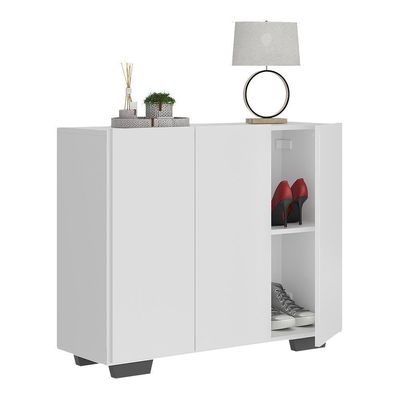 Sapateira 3 Portas Nina Multimóveis V6019 Branca/Preta
