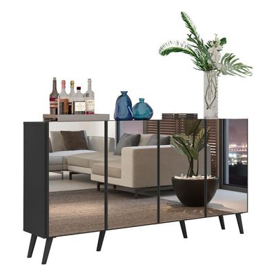Aparador Buffet 4 Portas Retrô Vegas Multimóveis V3559 Preto