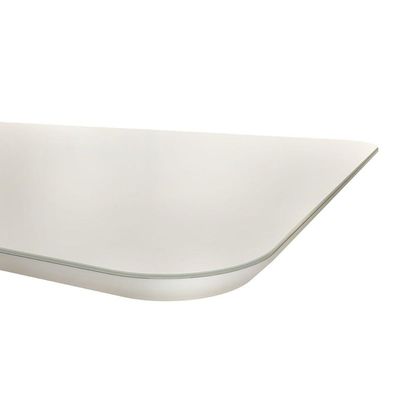 Mesa de Sala Jantar Zafira + Tampo Madeirado Vidro Curvo 200x100cm Off White - DJ Móveis