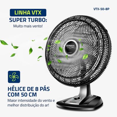 Ventilador de Mesa Mondial 8 Pás Vtx-50-8p - 50cm 127V UNICA