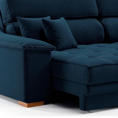 Sofá 3 Lugares Retrátil e Reclinável Lupin Linho Azul Marinho