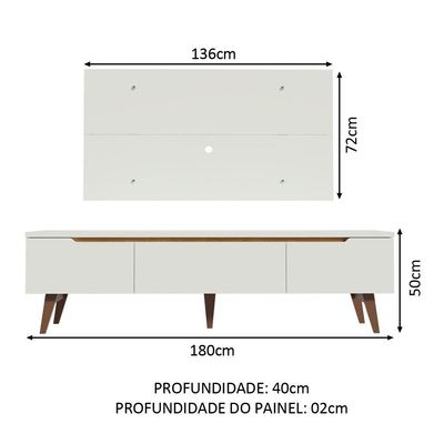Rack e Painel para TV até 55" Reims Branco Madesa