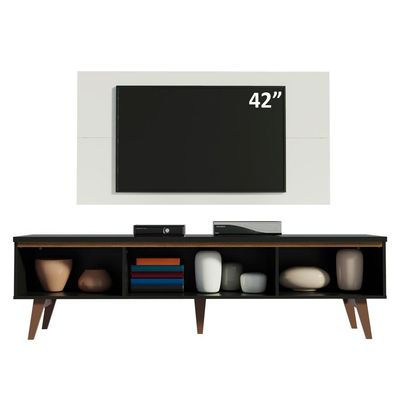 Rack e Painel Reims para TV até 55" Preto/Branco Madesa
