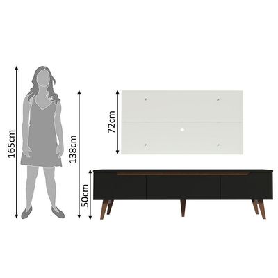 Rack e Painel Reims para TV até 55" Preto/Branco Madesa