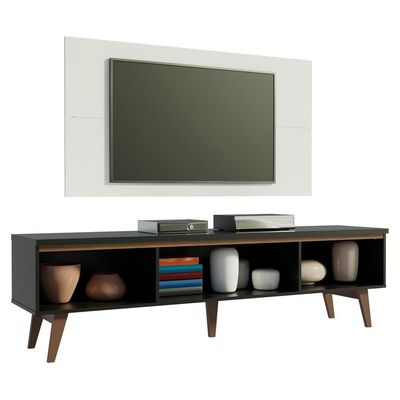 Rack e Painel Reims para TV até 55" Preto/Branco Madesa