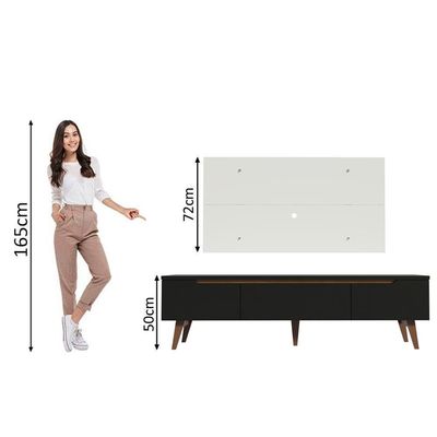 Rack e Painel Reims para TV até 55" Preto/Branco Madesa