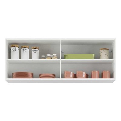 Armário Aéreo Cozinha 120 Cm 2 Portas Vidro Veneza Branco