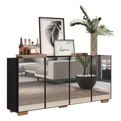 Aparador Buffet 4 Portas Multimóveis V3560 Preto/natural