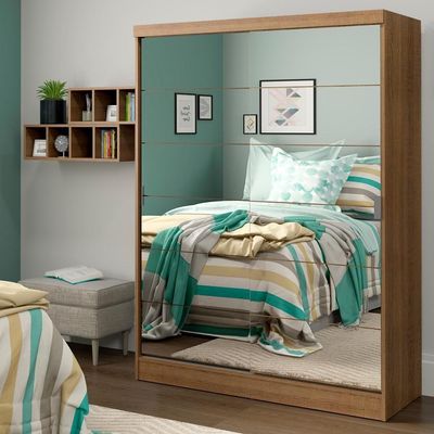 Guarda Roupas Luke Rustic 2 Portas Espelho Correr Madesa