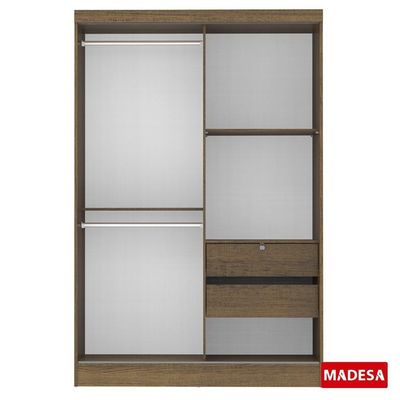 Guarda Roupas Luke Rustic 2 Portas Espelho Correr Madesa