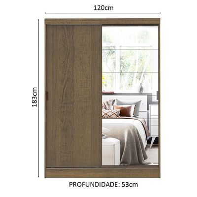 Guarda Roupa Infantil Madesa 2 Portas Correr Espelho Rustic
