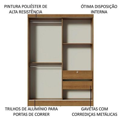 Guarda Roupa Infantil Madesa 2 Portas Correr Espelho Rustic