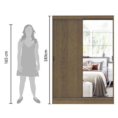 Guarda Roupa Infantil Madesa 2 Portas Correr Espelho Rustic