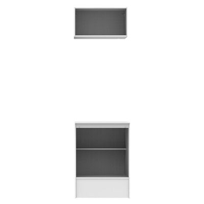 Kit Armário Aéreo Balcão Topazio 60cm 2 Portas Branco Preto