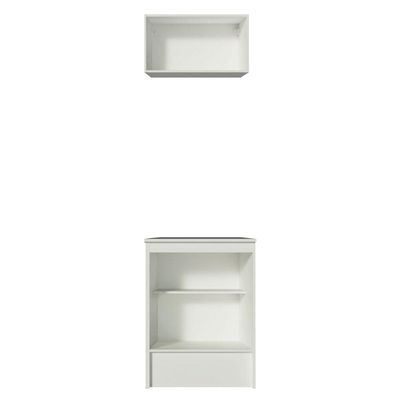 Kit Armário Aéreo Balcão Topazio 60cm 2 Portas Branco Preto