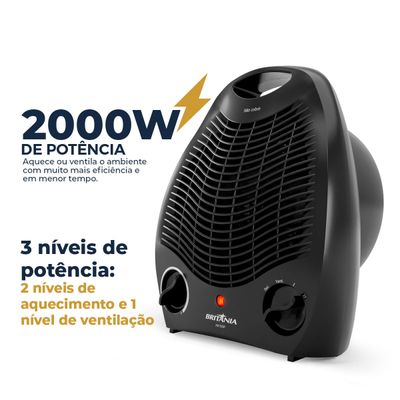Aquecedor Britânia 2 em 1 com 3 Níveis de Potência AB1500P 127V