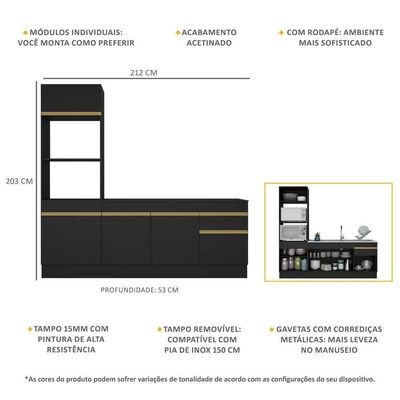 Cozinha Compacta+Armário E Balcão Preta