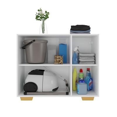 Armário Lavanderia Com 3 Portas 90 Cm Mp5034 Branco/Natural