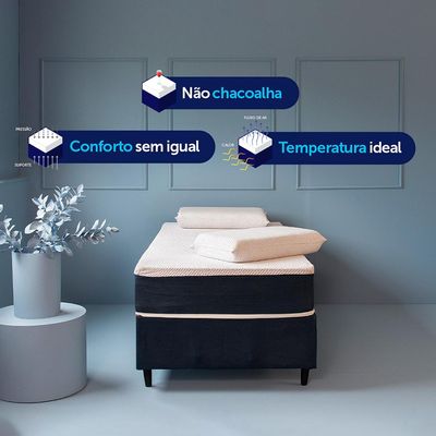 Colchão Solteiro King Mola Ensacada Guldi Macio (25x96x203) Azul e Branco